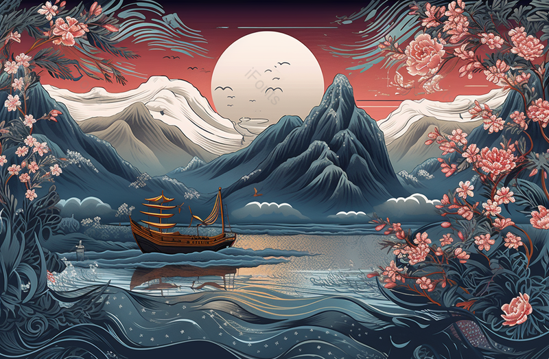 新中式水墨山水风景画插画,插画/手绘图,插画/手绘图库,插画/手绘图下载,插画/手绘